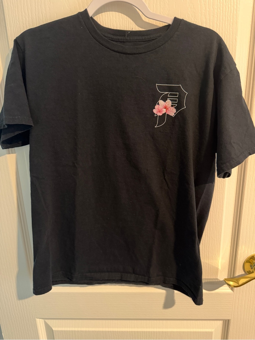 Primitive Black Short Sleeve Tee with Pink Floral Logo